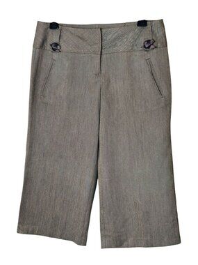 Apt. 9 Womens 6 Cropped Dress Pants Brown Ribbon Accents Office Preppy Straight